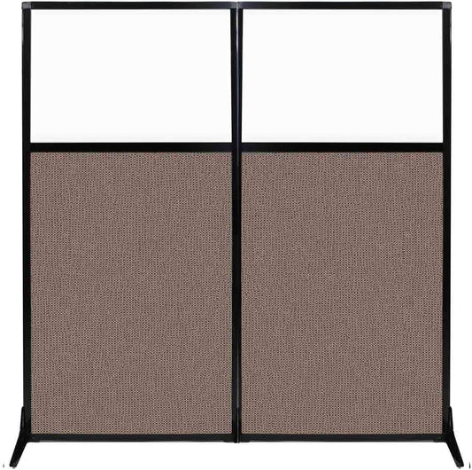 Versare Workstation Partition | Portable Wall Divider | Modern Office Cubicle | Free Standing Privacy Screen | Flexible Work Space | 66" x 70" W/Window, Latte Fabric Panels