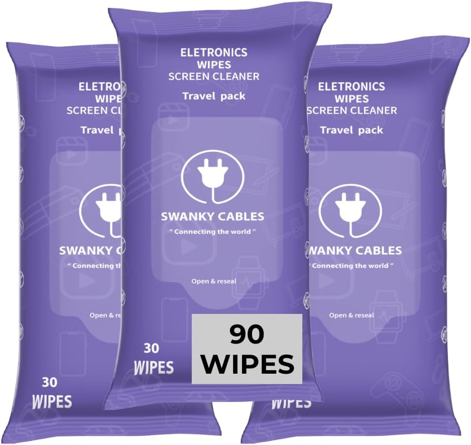 Screen Cleaner Wipes: Electronic Wipes for Screens - Computer Screen Wipes for Lens, Phone, Tv Screen and Monitor Cleaning - Tech Wipes & Microfiber Cloth (Soft Wipes, 90 Count)