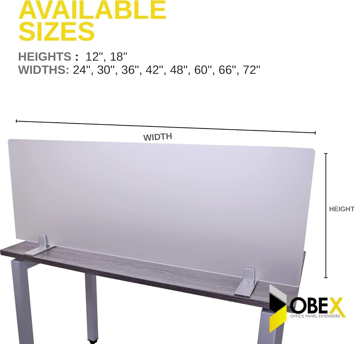 OBEX Acrylic Free Standing Screen, Divider for Desk Privacy Home & Office Partitions for Table Top Workstation, Portable Cubicle Panel for Work, 24" x 24", Frosted