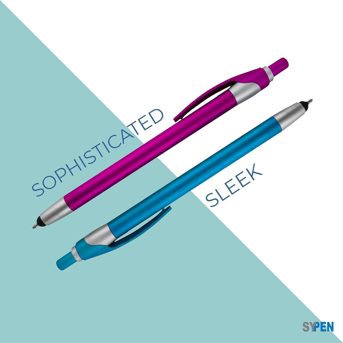 Personalized With your Custom Logo or Text Pens-Pack of 450- for Marketing, Parties, and Events, 2 in 1 Capacitive Stylus & Ballpoint Pen Compatible With Touchscreen Devices, Blue Ink, Black Pens