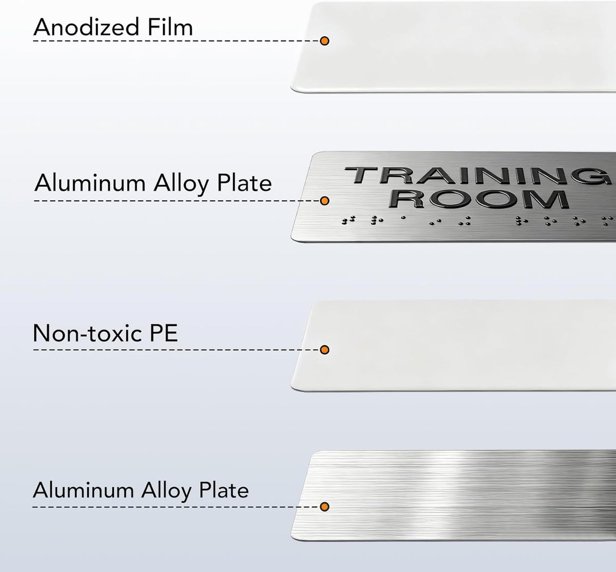 RECEPTION Signs with Raised Text & Grade 2 Braille, Brushed Aluminum/Silver Finish Easy Install with Double-Sided Tape, ADA Compliant Office Door Sign