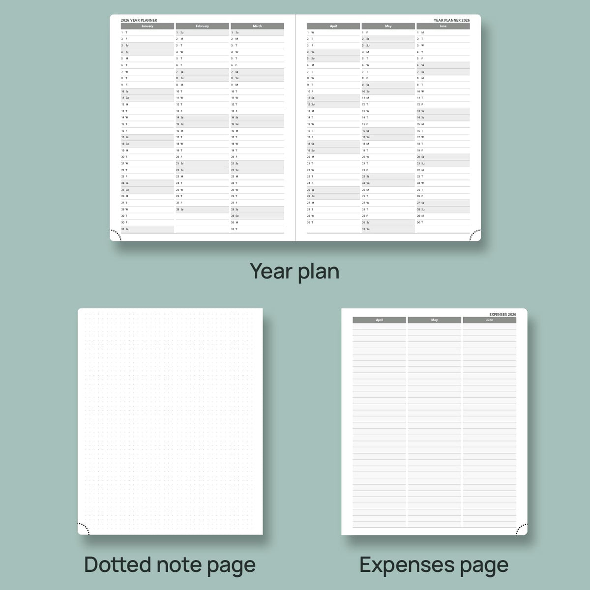 POPRUN Planner 2025-2026 (Large - 8.5'' x 10.5'') Academic Weekly Calendar (July 2025 - June 2026) with Hourly Time Slots, Monthly Tabs, 100GSM Thick Papers, Leather Soft Cover - Green