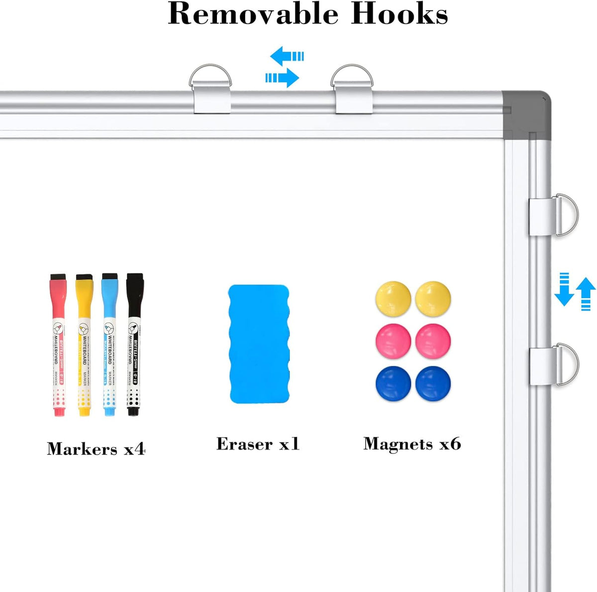 WALGLASS Combination Magnetic Whiteboard & Corkboard, 36"x24" Combo for School, Office & Home, Dry Erase Board with Removable Tray, Pins, Eraser, Markers & Magnets