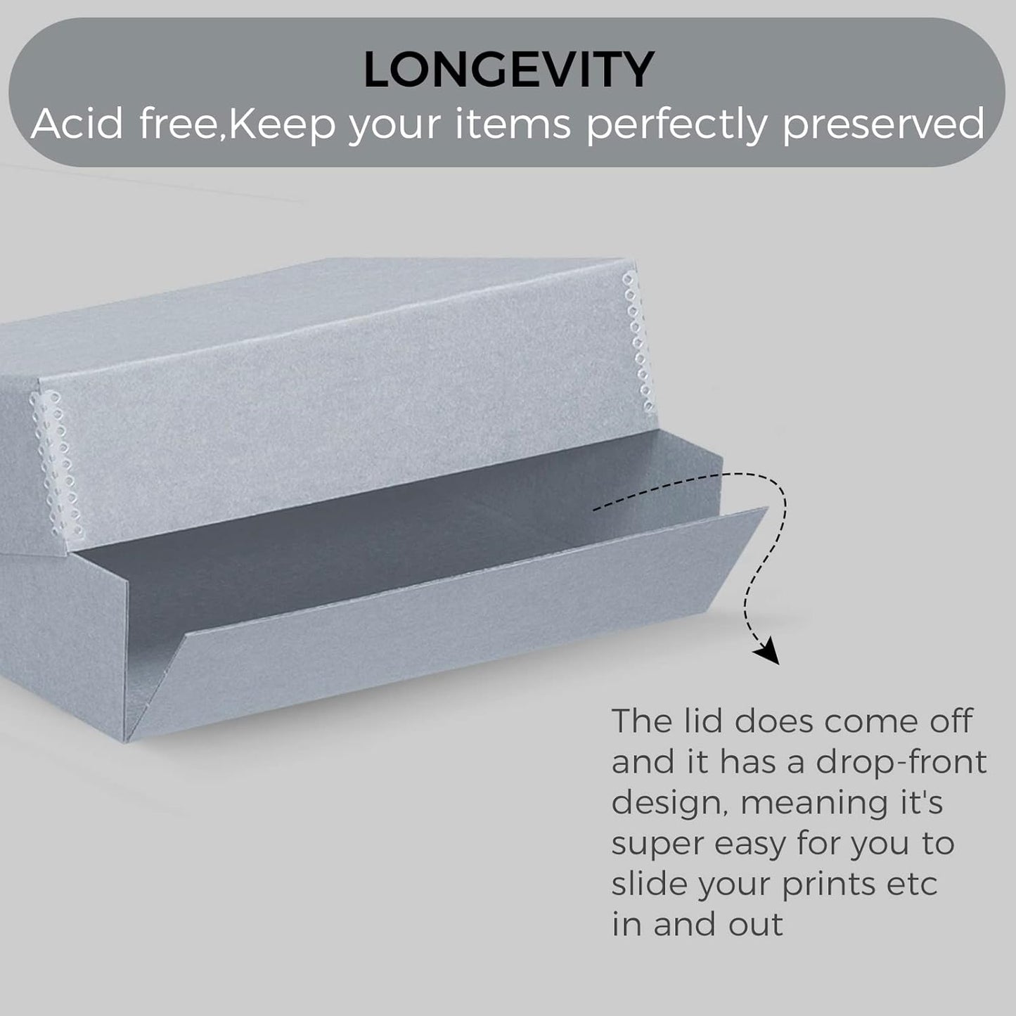 Lineco, Archival Storage Box, Museum Preservation Organizer with Drop Front Design, Acid-Free with Metal Edge, Preserves Picture Longevity, Photos, Documents, Crafts, DIY, 11x14