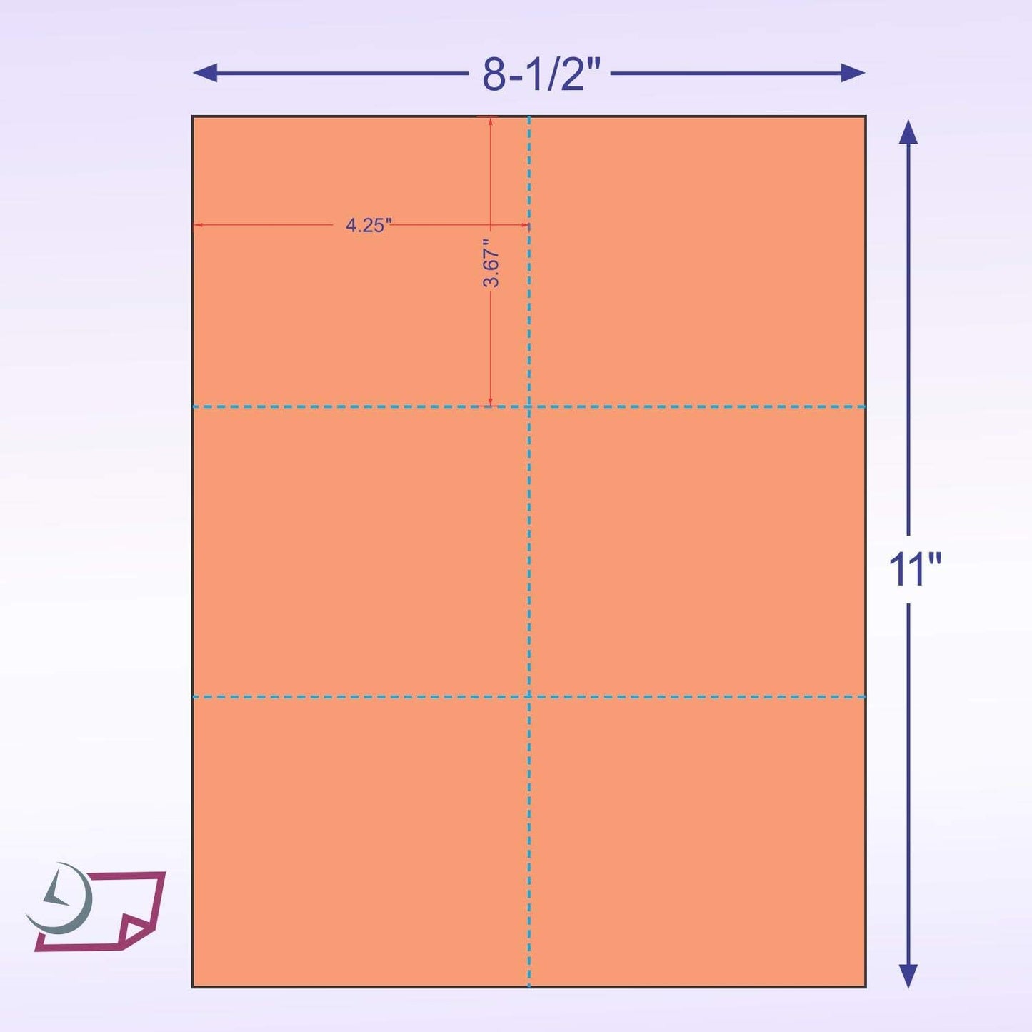 Laser Printer Blank Perforated Sheets 6 up per Page, for School Registration, Flower Delivery Cards, Inventory Tags, Wedding Response, Trip Tickets ETC. (Salmon, 1200 Sheets)