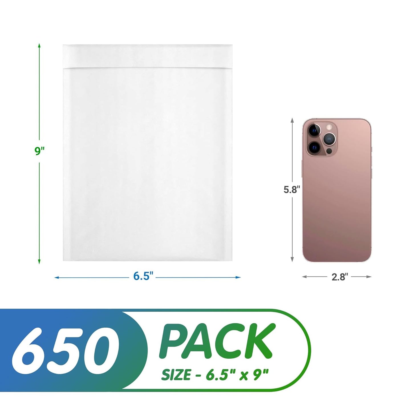 White Kraft Bubble Mailer Envelopes, 6.5 x 9 Inches. 650 Pack Mail Padded Envelopes Self Seal. Waterproof Kraft Bubble Mailers. Tear-Resistant Mailing Envelope Padded. Sturdy Paper Mailer