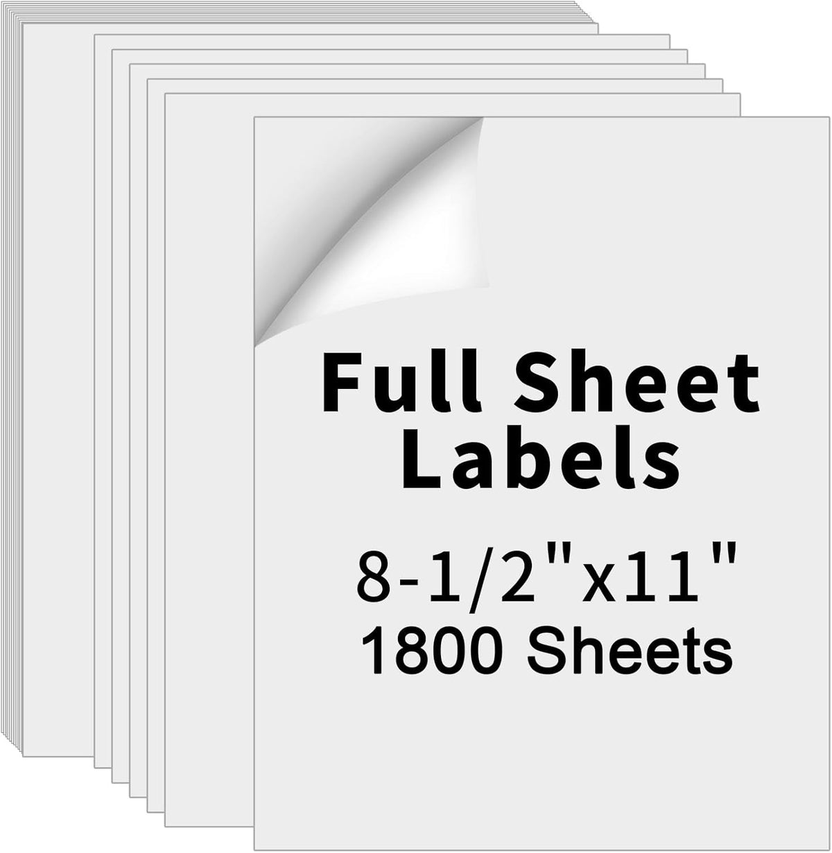 8.5" x 11" Full Sheet Label Sticker Paper for Laser & Inkjet Printers,Self Adhesive Full Page Shipping Labels,Printable White Matte Mailing Label Stickers(1800 Sheets,1800 Labels)