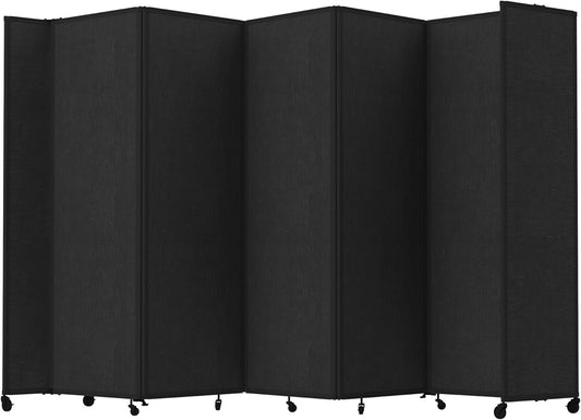 Versare Room Divider 360 Portable Wall Partition | Folding Panels | Large Freestanding Divider | Locking Wheels | Temporary Room Separator