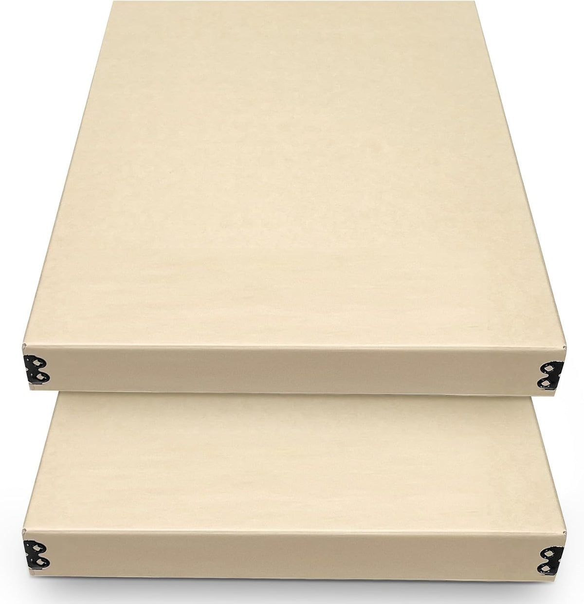 Golden State Art, Archival Storage Box, Acid-Free Drop Front Museum Box with Metal Edge for Storing Artwork Photos Documents Prints Arts and Crafts (Tan-11.75x14.75x1.5 Inches) Pack of 2