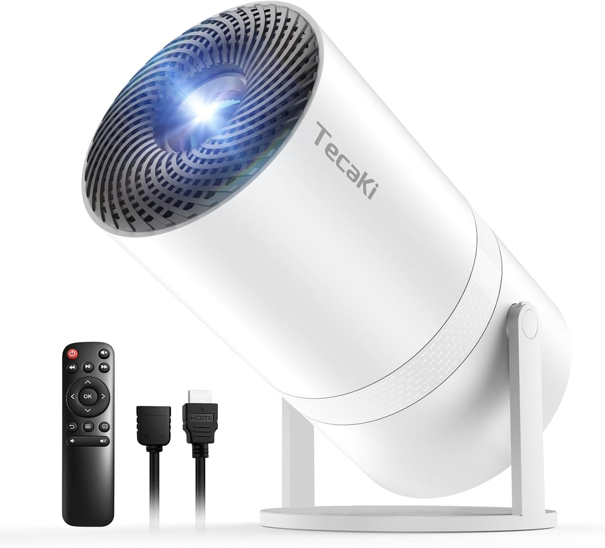 Mini Portable Projector with WiFi and Bluetooth,Support Movie Projector 1080P HD,Auto Keystone Correction,180° Rotatable,Compatible with TV Stick, HDMI, USB, Smartphone, Laptop (White 1)