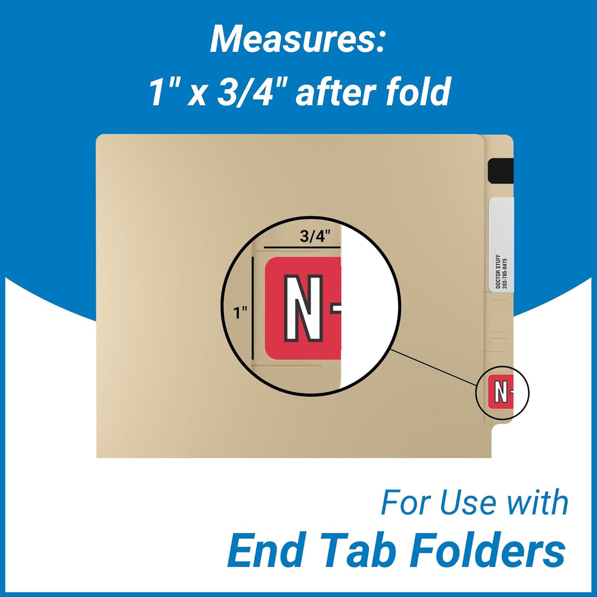 Doctor Stuff - File Folder Labels, Alphabet Letter N, Barkley/Sycom FABKM - BRAM Series Compatible Alpha Stickers, Red, 1" x 1-1/2", 126 Labels/Package