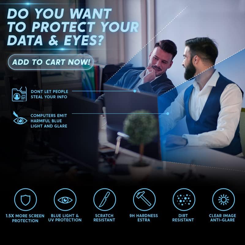 27 inch Computer Privacy Screen (16:10) - Black Security Shield - Desktop Monitor Protector - UV & Blue Light Filter by Akamai