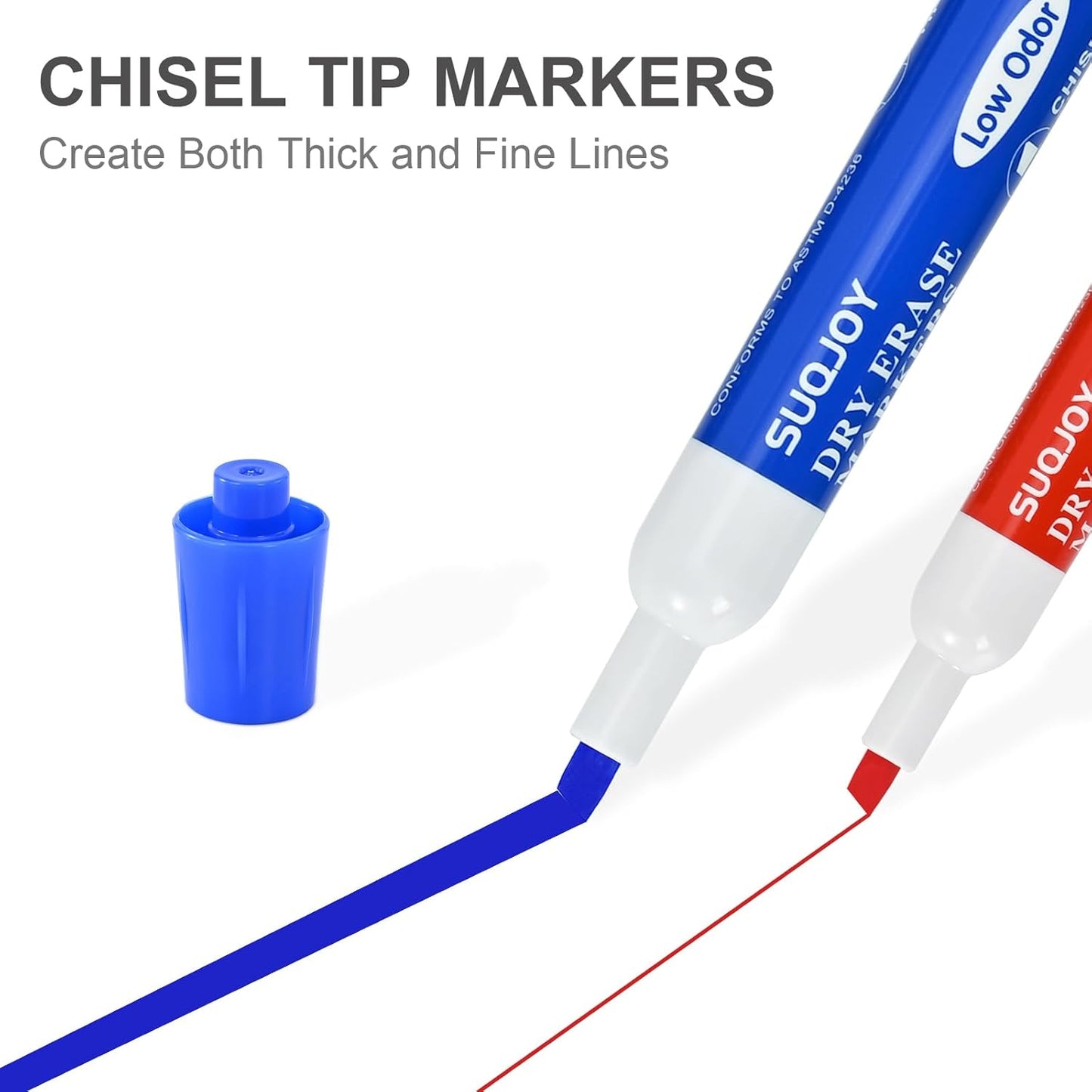 Dry Erase Markers, Chisel Tip Whiteboard Marker, Low Odor Thick Dry Markers, 12 Count 4 Assorted Color Markers for Kids/Teachers