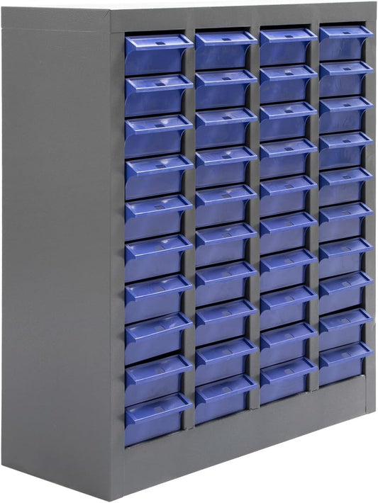 40-Drawer Parts Storage Cabinet – Multi-Purpose Organizer for Screws, Bolts, Nails, Craft Supplies, Legos, Makeup & Tools – Compact Plastic Drawer Unit for Garage, Workshop, Classroom & Home