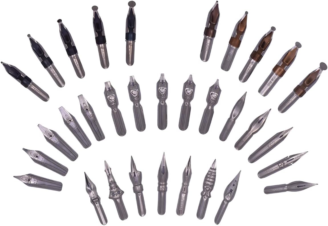 Gullor Resin Dip Pen Handcrafted Calligraphy Set with 33 Nibs for Art, Signatures, Drawing, Caligraphy Kits for Beginners, Fuchsia