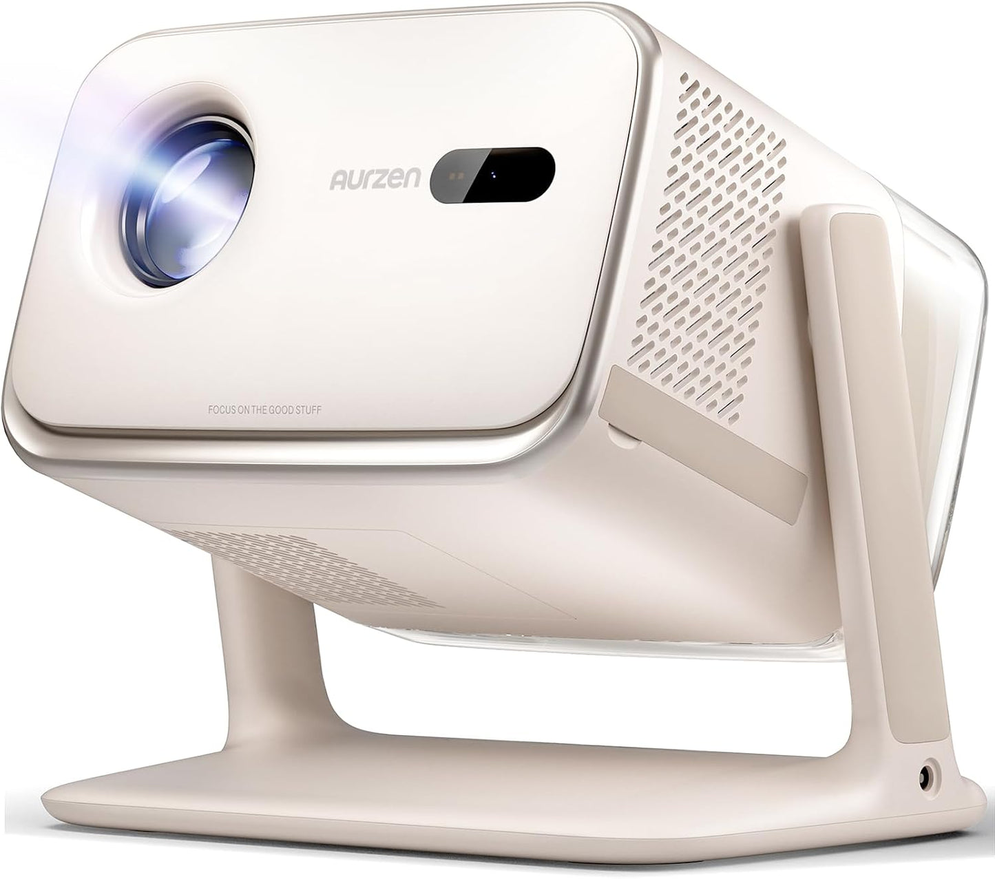 Aurzen BOOM mini Google TV 4K Supported Smart Projector with WiFi and Bluetooth, Outdoor & Home Movie Projector with 20W Speakers DoIby Audio, Real-Time Focus & Keystone, 500 ANSI Lumens, Off-white