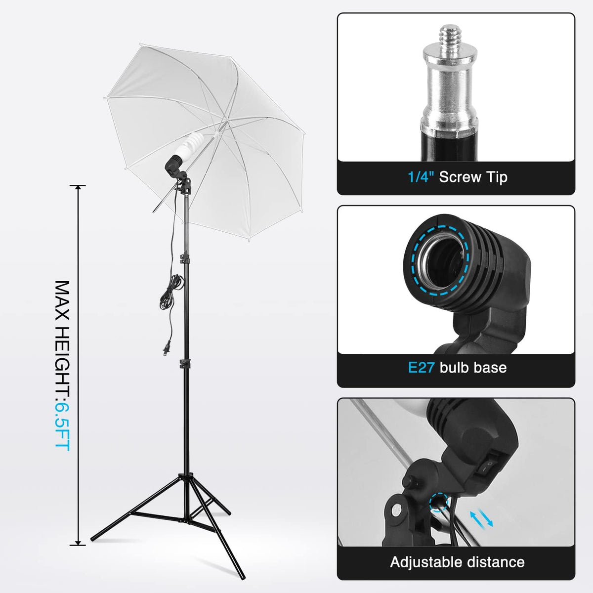Yesker Photography Lighting Kit 8.5x10ft backdrop Support Equipment System Umbrella 5500k Light Bulb Softbox Continuous Lighting for Photo Shoot Studio Portrait Product and Video Recording Photography