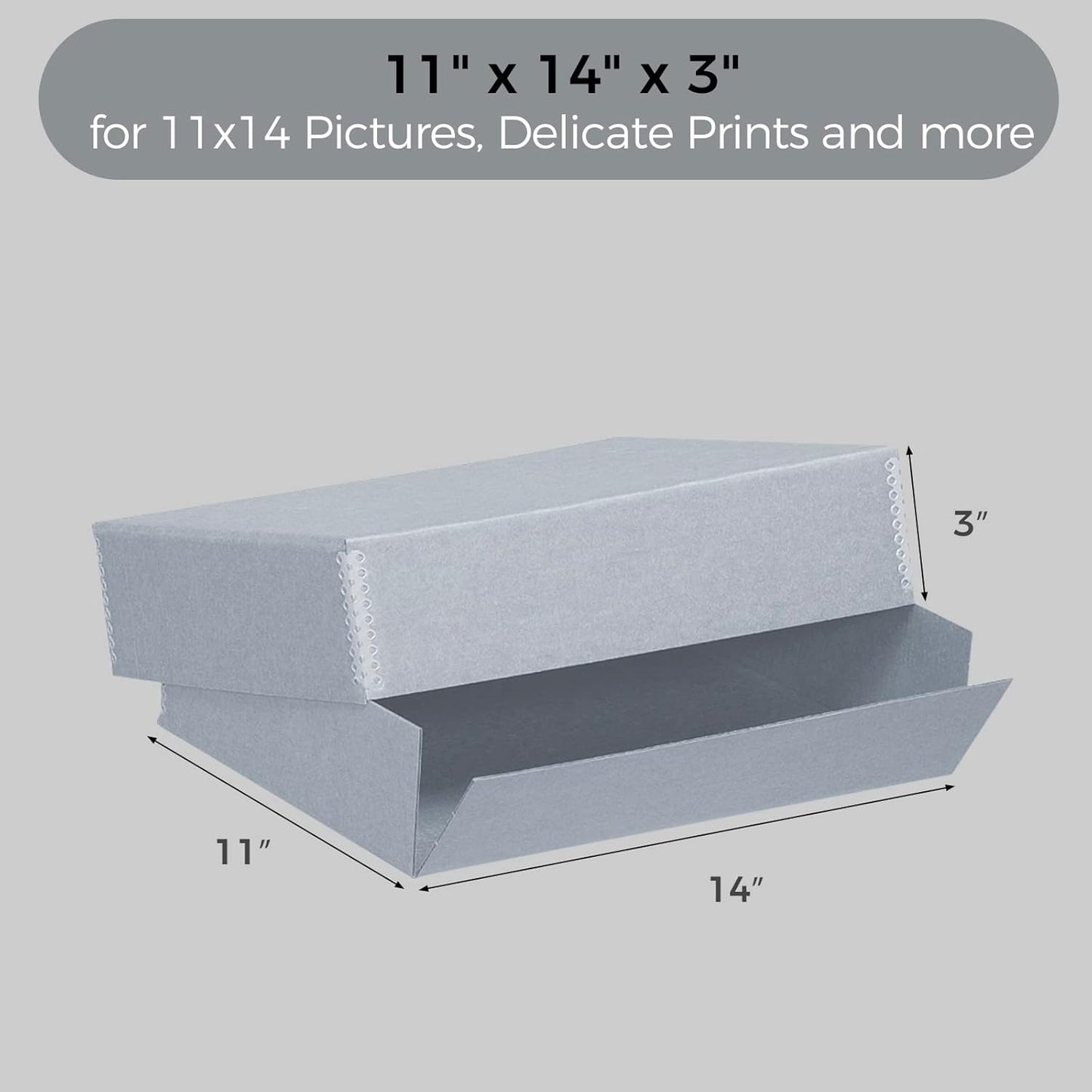 Lineco, Archival Storage Box, Museum Preservation Organizer with Drop Front Design, Acid-Free with Metal Edge, Preserves Picture Longevity, Photos, Documents, Crafts, DIY, 11x14