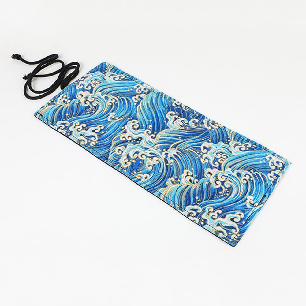 DIYOMR 24/36/72 Slots Pencil Wrap Pencil Rolls, Artist Colored Pencils Roll Up Bag Short Brushes Pouch Case Pencils Organizer for Drawing Coloring and Sketching (Blue Ocean, 24slots)