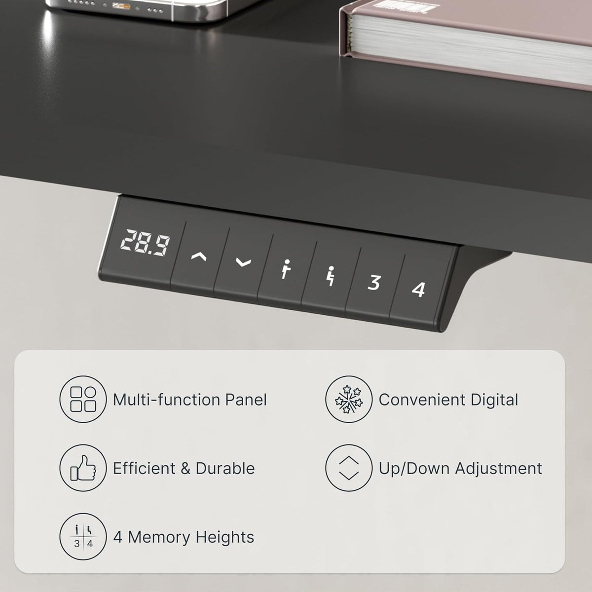 FLEXISPOT EN1 Whole-Piece Standing Desk 40 x 24 Inches Electric Height Adjustable Small Desk for Home Office (Black Frame + 40 in Black Top)