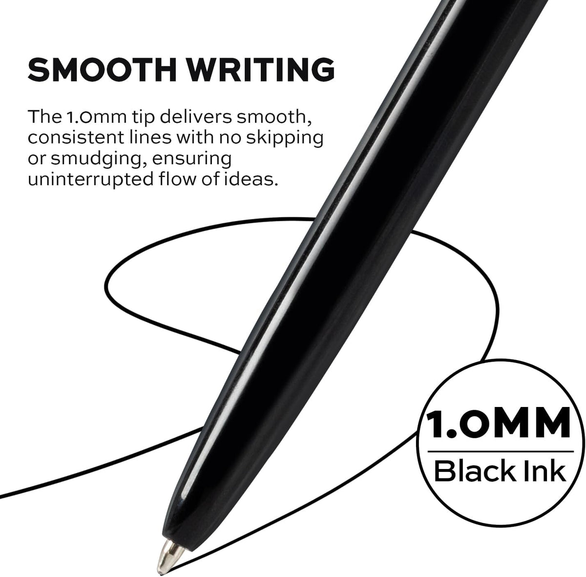deli Pens Bulk, 100 Pack Retractable Ballpoint Pens, 1.0MM Black Ink,Smooth Writing, No Bleed, Comfortable Grip for Home,Office & School Use