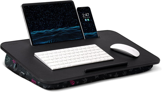 Lap Desk - Portable Laptop Stand & Desk, Fits Up to 17.3 in, Washable Cushion, Built-in Phone Holder & Mouse Pad - Gaming, Eating, Writing, Working on Bed, Couch,Floor - L.DOCTOR(Large, Crown Skull)