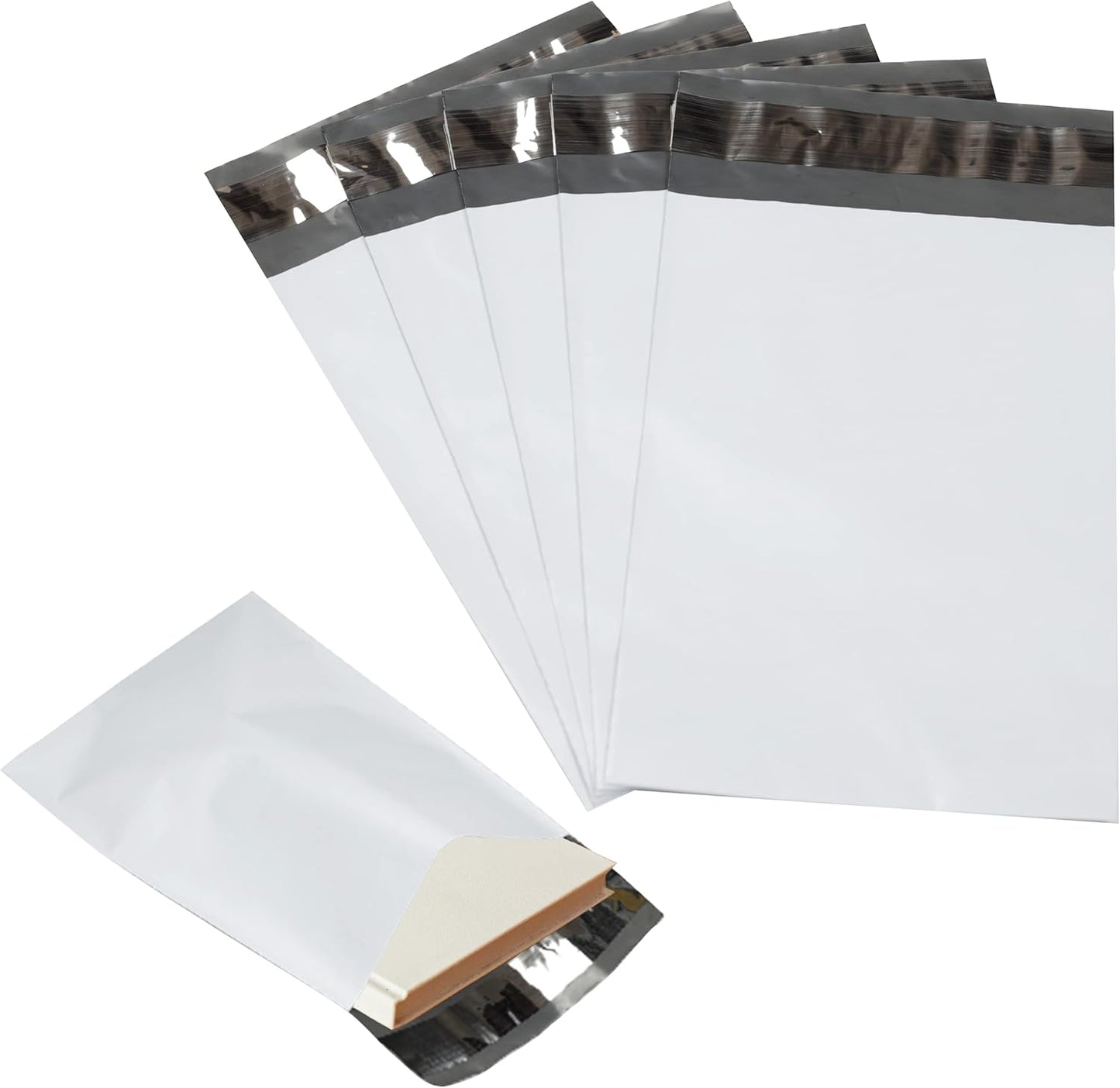 500 Pack Secure Seal White Poly Mailers - 12x15.5 Safe Shipping Bags - E-Commerce Self Sealing 2 Mil Poly Envelopes
