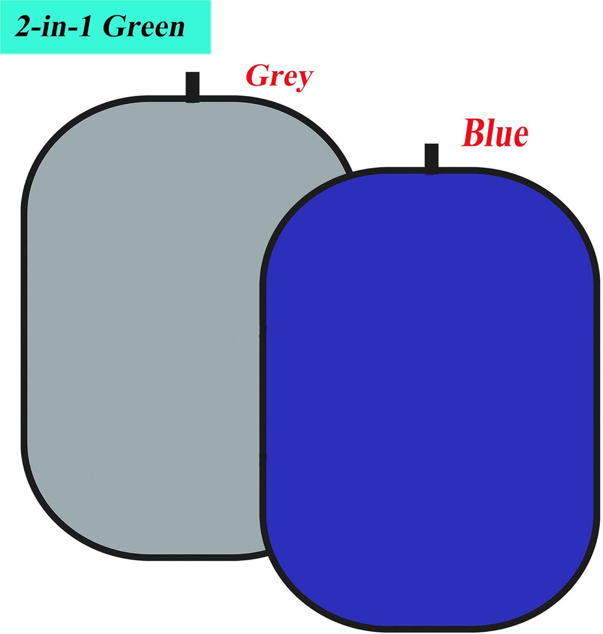 3.3x5ft/1x1.5m Chromakey Backdrop, 2-in-1 Blue Screen and Grey Screen, Collapsible Reversible Pop Up Background for Photography Studio, Live Streaming, Video Shooting (Blue/Gray)