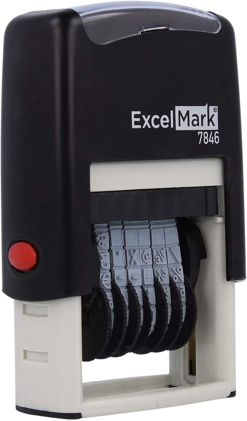 ExcelMark Number Stamp, Self Inking, Red Numbering Stamp, 6 Digit