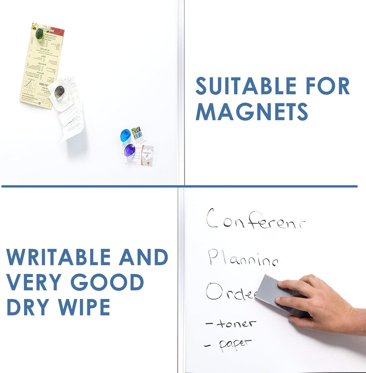 SWANCROWN Large Magnetic White Board, Dry Erase Board 72 x 40 Inches with Thick Aluminum Frame, Large Dry Erase Board for Wall Built-in Magnetic Pen Holder & Long Marker Tray for Conference Room