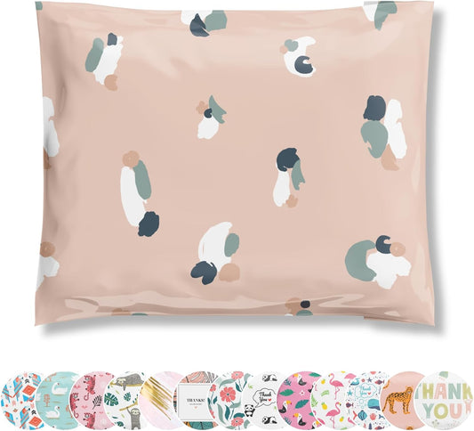 Poly Mailers 12.5x15 50 Pack | Self-Sealing Shipping Bags Envelopes for Small Business | Waterproof Durable Packaging | Floral | Pink | à la mode Mailers