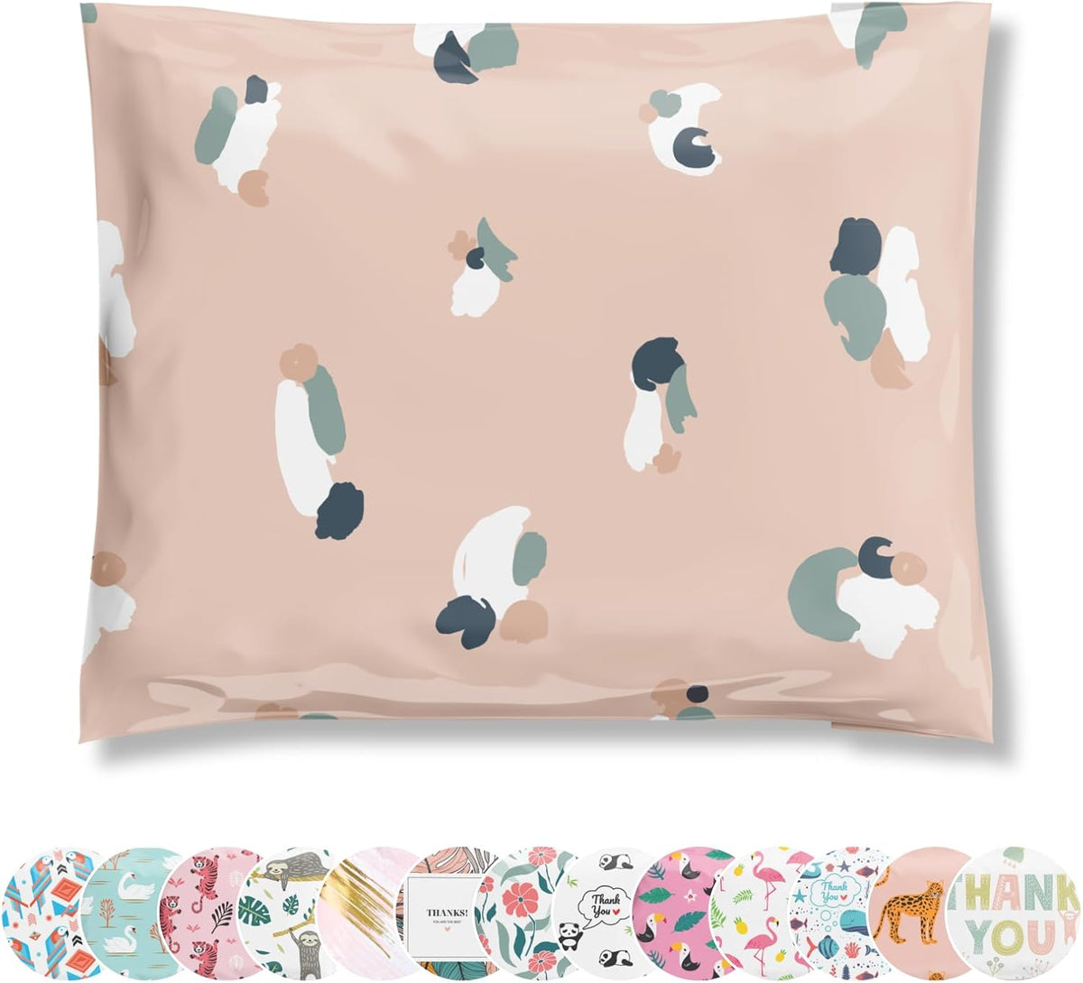 Poly Mailers 10x13 100 Pack | Self-Sealing Shipping Bags Envelopes for Small Business | Waterproof Durable Packaging | Floral | Pink | à la mode Mailers