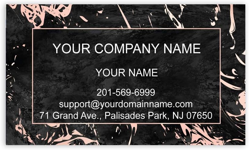 Custom Premium Business Cards, Full color - Marble (350gsm-Thick paper), Made in The USA (Pink Black)