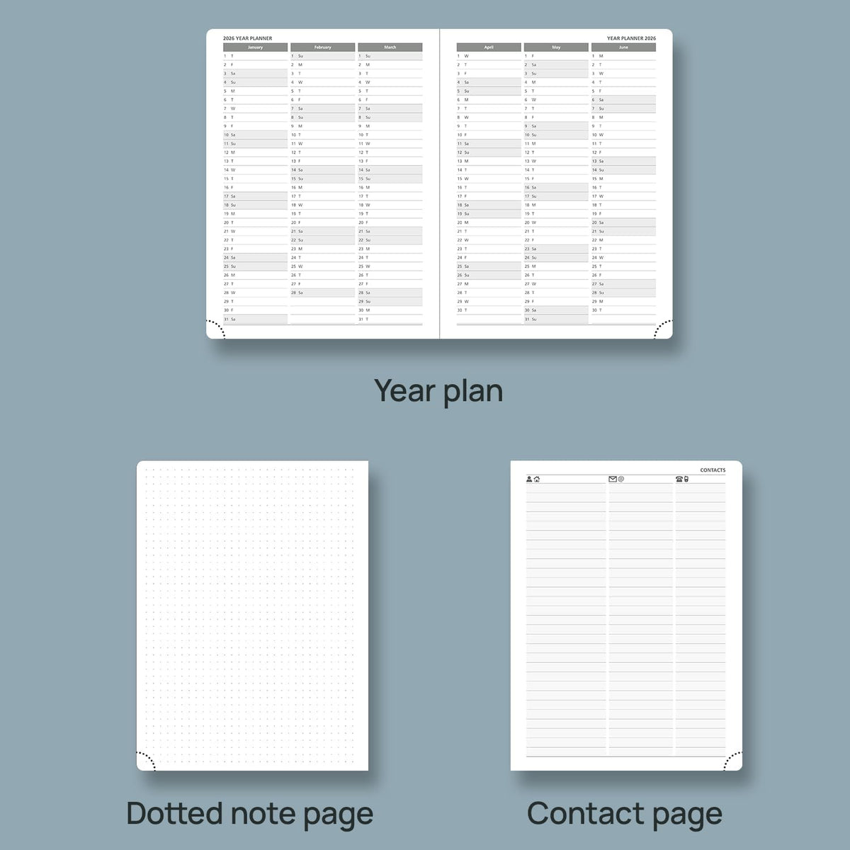 POPRUN Planner 2025-2026 (Medium 6.75''x 8.75''), Horizontal Weekly Notebook Jul.2025 - Jun.2026, Academic Appointment Book with Monthly Tabs, Leather Hardcover, Inner Pocket, 100 GSM - Lavender