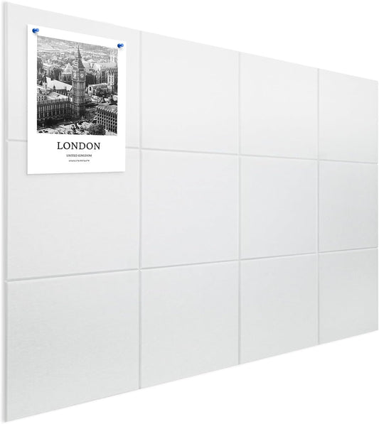 White Large Cork Board for Wall 12 Pack