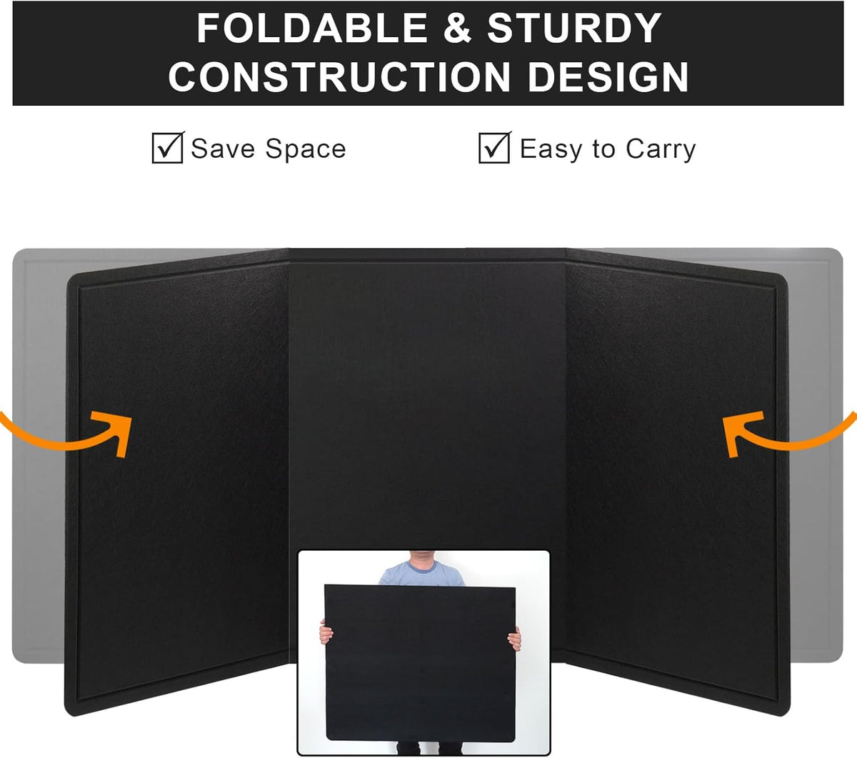 Extra Large Bulletin Board, 96 X 48 inches Cork Board with 30 Pushpin, 8' x 4' Felt Cork Board Notice Pin Board, Self-Adhesive Vision Board Mood Board Foldable Photo Board for Wall - Black