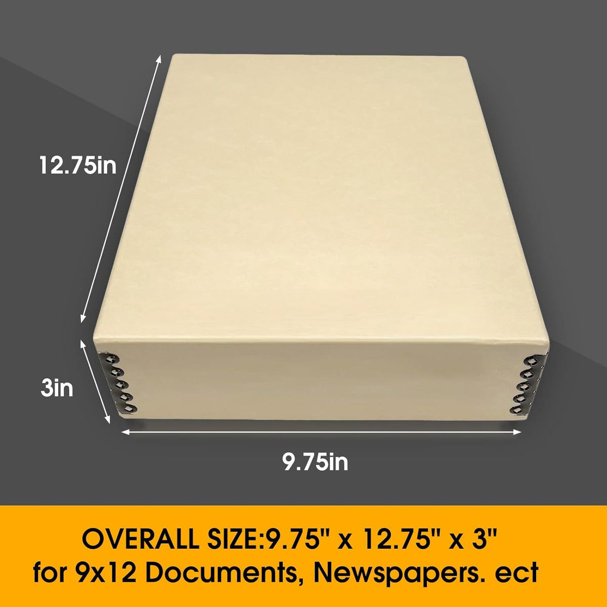 Golden State Art, Archival Storage Box, Acid-Free Drop Front Museum Box with Metal Edge for Storing Artwork Photos Documents Prints Arts And Crafts (Tan-9.75x12.75x 3 Inches)