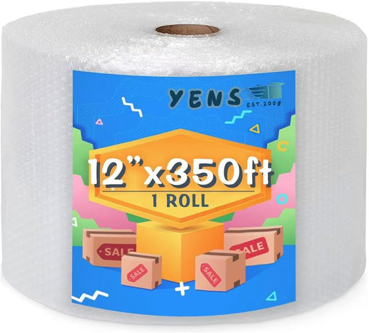 Large Recycled roll of 350 ft Small Bubble Cushioning Rolls 12 Inch Width Perforated Every 12" for Packaging, Shipping, Mailing, Moving