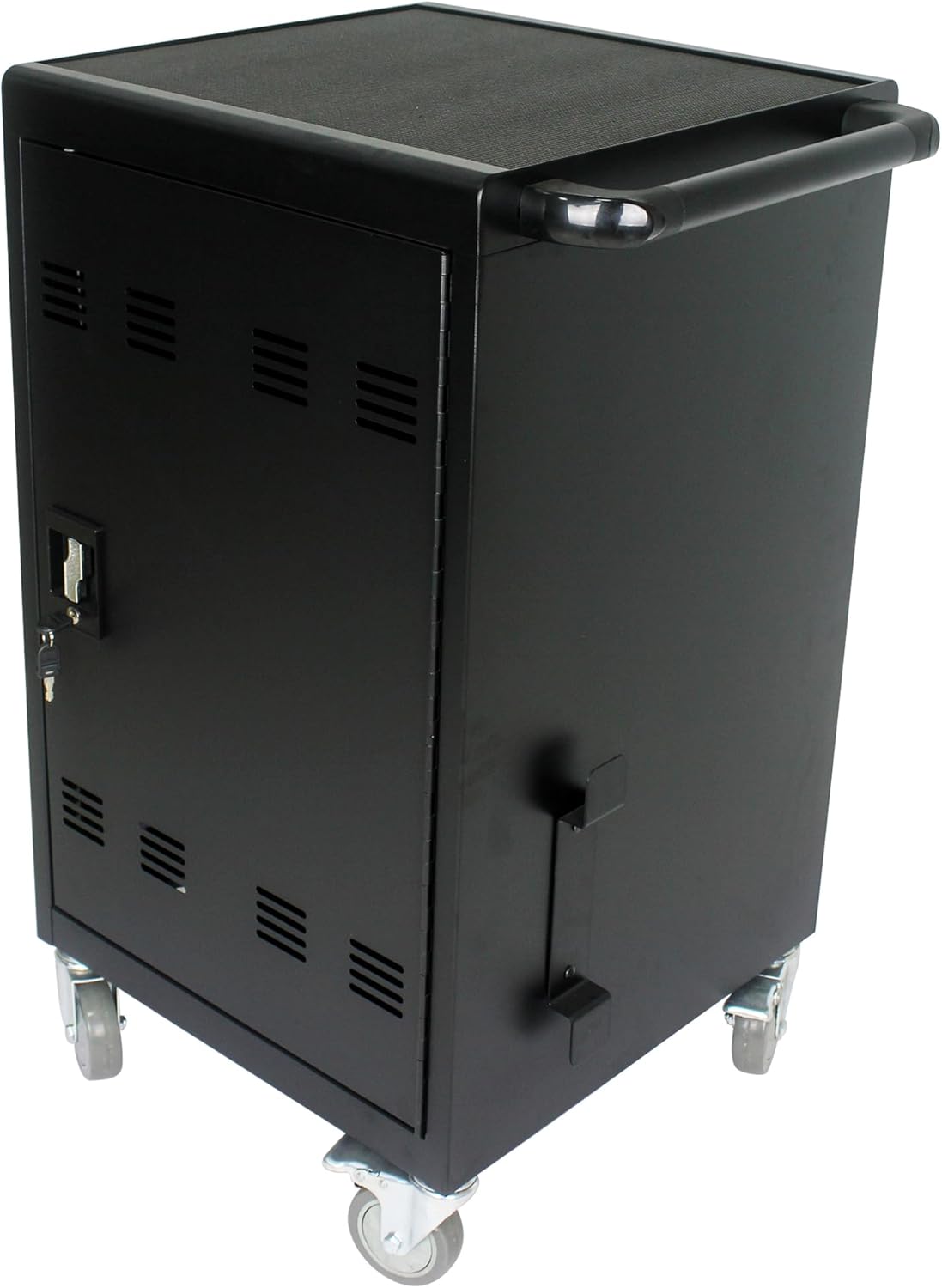 35 Devices Mobile Charging Cart and Cabinet, Laptop Storage Station, Lockable With Easy Cable Management, Up to 16.3" Screen for Tablets, Laptops, and Chromebooks, Black