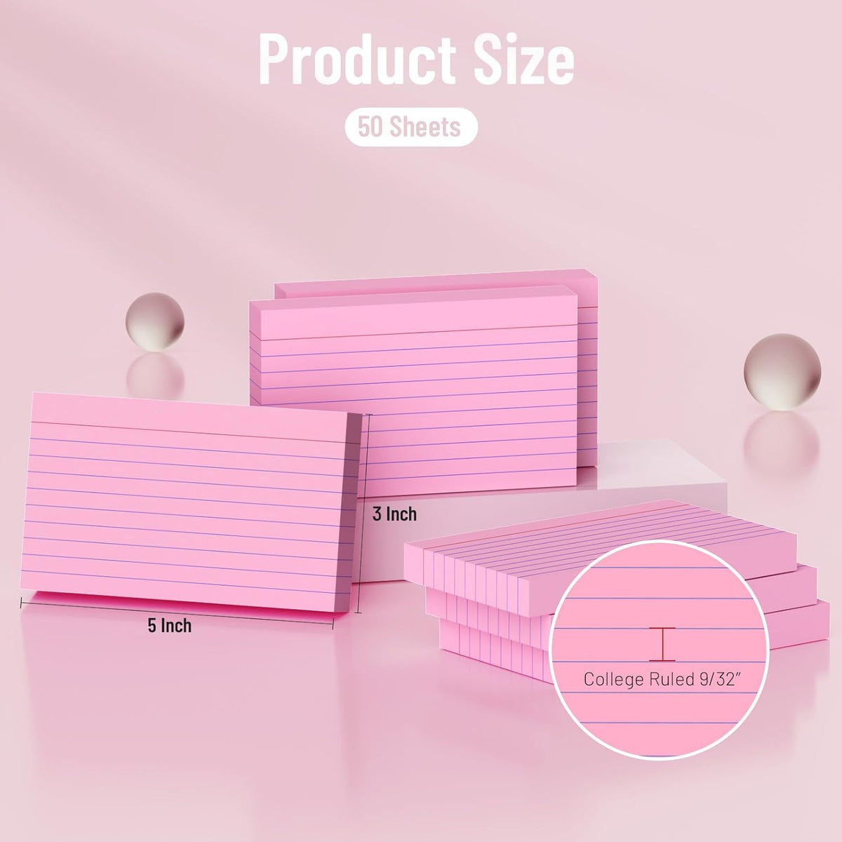 250 Count Index Cards 3x5 Inch Colored Ruled Lined Heavyweight Flash Cards Study Cards with Sturdy Cardstock Durable Flashcards Note Cards for Note Taking, Language Learning, School & Office Supplies