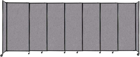 Versare Straightwall Sliding Portable Wall Partition | Freestanding Office Dividers | Locking Wheels | Temporary Room Separator | 15'6'' Wide x 6' Tall Cloud Gray Fabric Panels