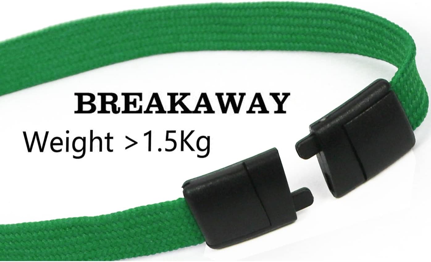 Lanyards Safety Black Lanyards Neck Flat Premium Breakaway Badge Lanyard with J-Hook for ID Nametag Badge Holder (Green, 50 PCS)
