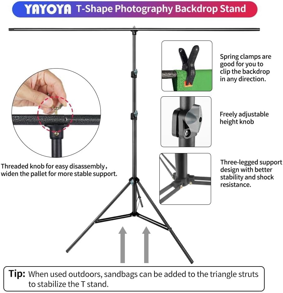 2-in-1 White Green Screen Backdrop Stand Kit, 5x6.5 ft Greenscreen Background with Stand for Streaming, Zoom, Photography with Clips & Carrying Bag