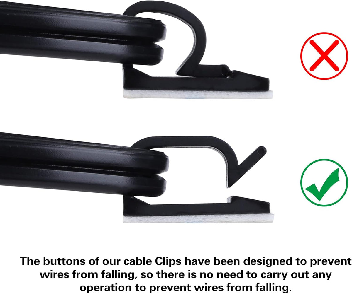 XHF 3/4” Adhesive Cable Wire Clips Black120pcs, Cable Staples Outdoor Cable Management Wire Organizer Cord Holder for Under Desk, Car, Wall, TV PC Ethernet Cable