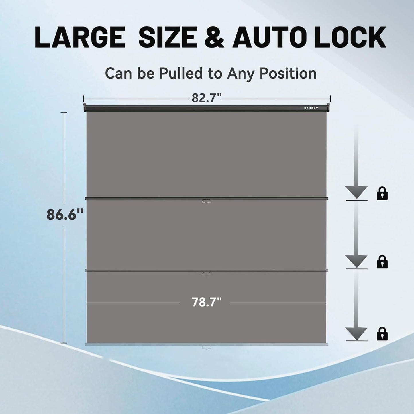 RAUBAY Retractable Pull Down Grey Screen Backdrop - 78.7" x 86.6" Collapsible Wall-Mount Background for Professional Video Production, Photography, TikTok and Video Conferencing