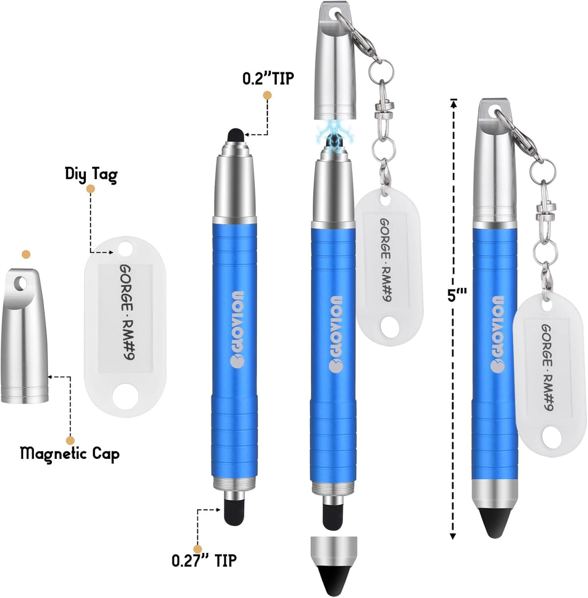 Stylus Pen for iPhone, Capacitive Stylus Pencil with Magnetic Cap 2 in 1 Kids Touch Screens Stylist Pens Compatible with Kindle Fire Android Kids Edition Tablet Ipad - Blue