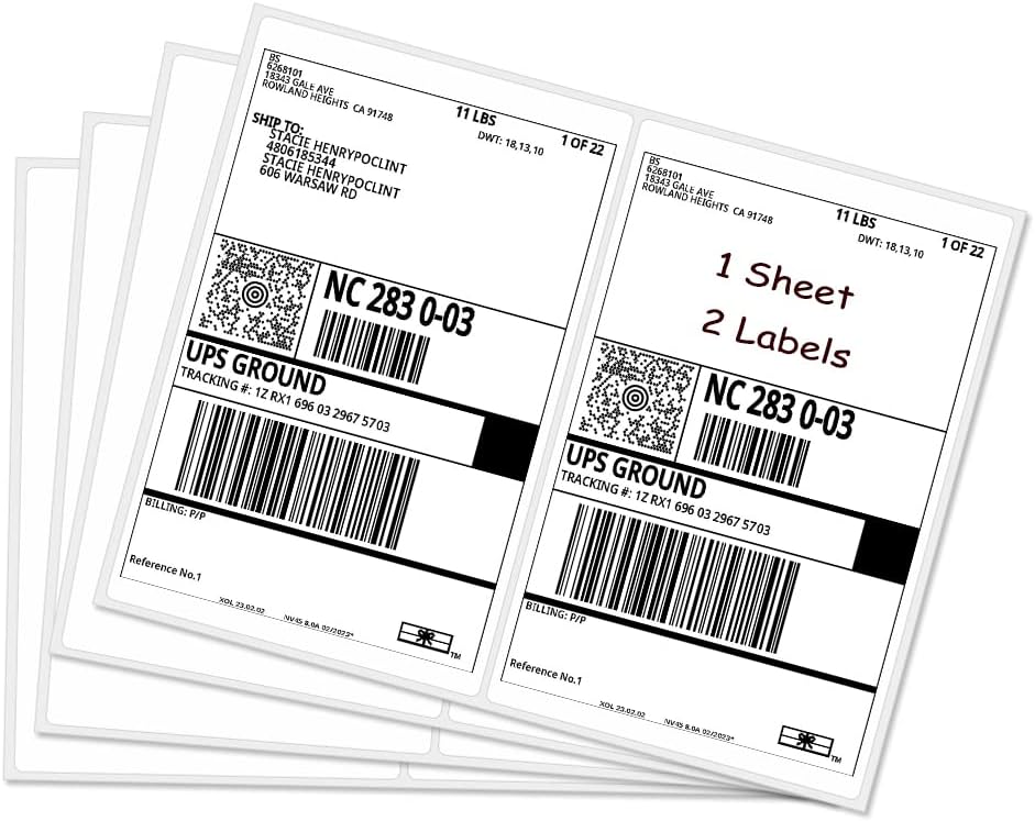 RBHK Half Sheet Self Adhesive Shipping Labels for Laser & Inkjet Printers, 8000 Labels, Rounded Corner (4000 Sheets)