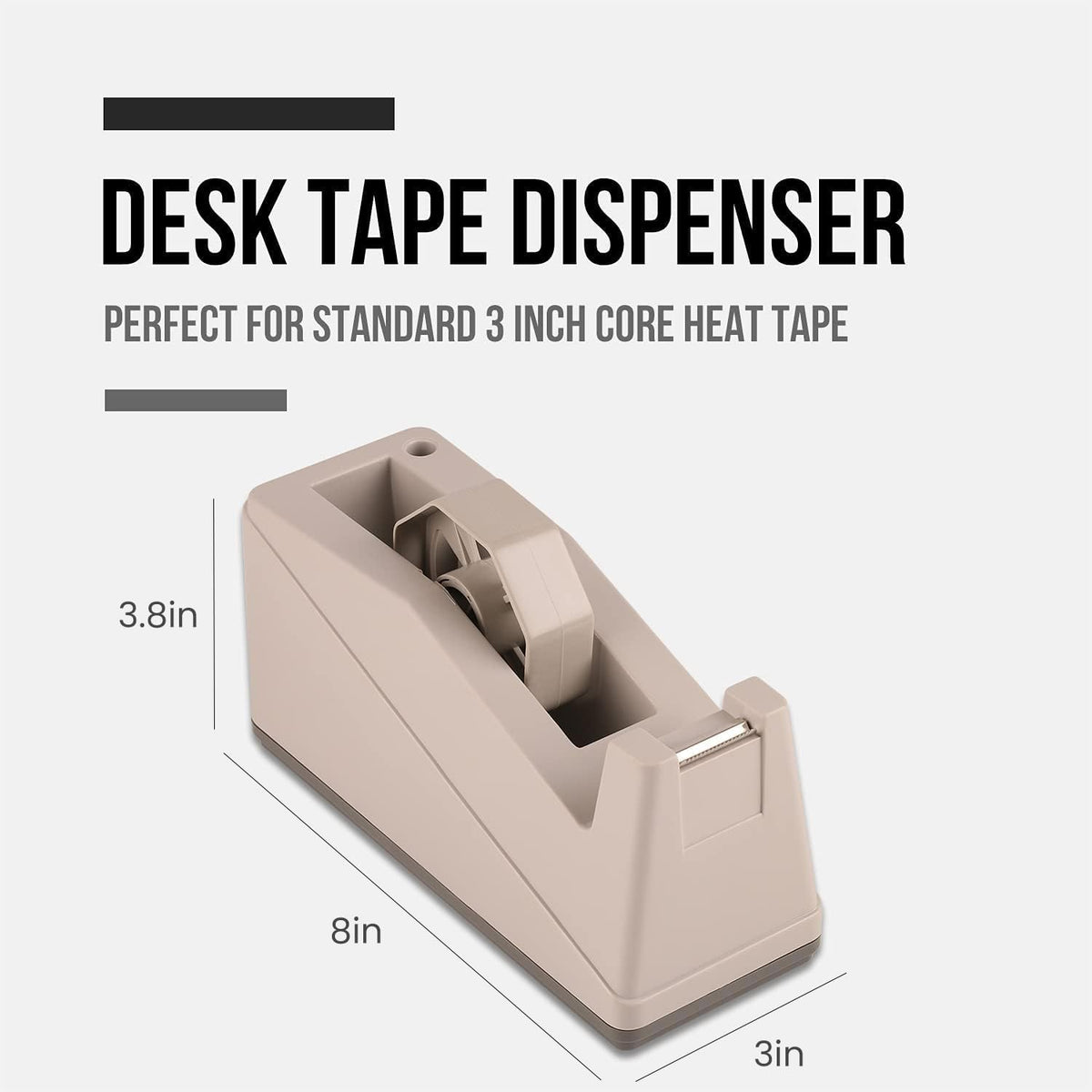 Lichamp Desktop Tape Dispenser Holder with Large 3 inch Core for Masking, Heat Transfer, Painters, Freezer, Kitchen Tape
