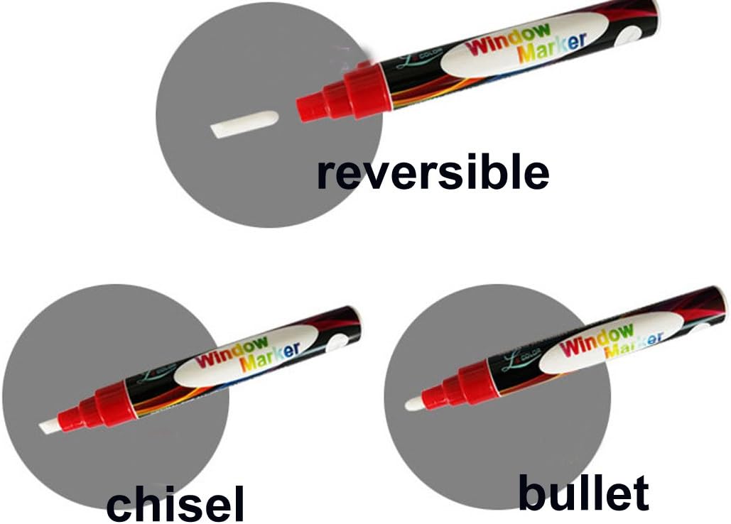 8 Pack Chalk Marker Pen Dry Erase Markers 6mm Reversible Bullet & Chisel Tip Fluorescent Markers Highlighters for LED Menu Board Bistro Board AD Drawing POP Art Glass Window Blackboard WhiteBoard