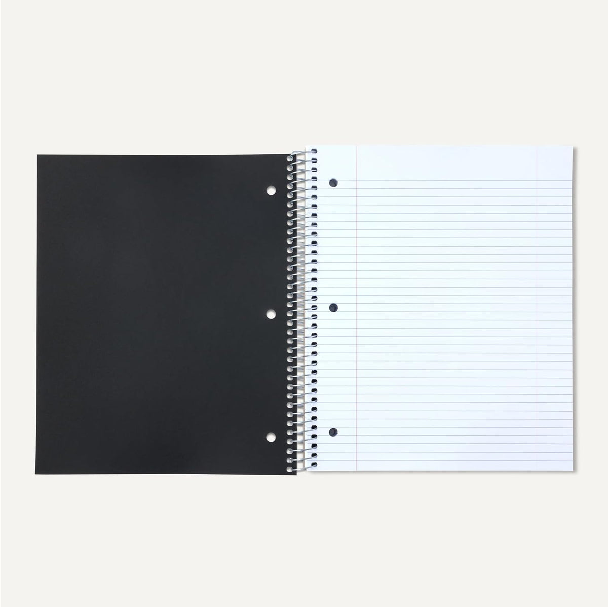 Amazon Basics 3 Subject College Ruled Spiral Notebook, Poly Cover, 150 Sheets, 8-1/2" x 11", Black, 1 pack